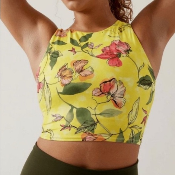 Athleta Conscious Floral Leaf print Bra Top Crop Top M - Picture 2 of 5